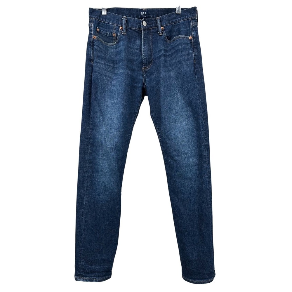 GAP DENIM 1969 Jeans Slim Straight Stretch Worn Dark 5-Pocket Denim Men's 30x30
